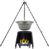 Perfect Cauldron kotlík na guláš železný 6 l 0,75 mm, Perfect Cauldron klasická oceľová trojnožka 1 m na kotlíky a panvice, Perfect Cauldron chránič plameňa 32 cm, Perfect Cauldron prenosné ohnisko 36