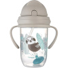 Canpol Babies nevylievací hrnček so slamkou a závažím Exotic Animals 270 ml, sivý