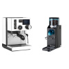 Rancilio Silvia BC PID, white + Rancilio Rocky Doserless, black