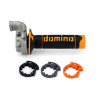 DOMINO 5204.03-01 rýchlopal komplet s rukoväťami Off Road pre KTM/Husqvarna/GasGas 4T (strieborné puzdro), farba čierna/oranžová