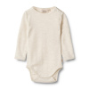 Detské merino body s dlhým rukávom cream eggshell melange Lucca Wheat Veľkosť: 68