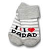Dojčenské froté bavlnené ponožky I Love Dad, bielo/sivé prúžok, veľ. 68/74 I love
