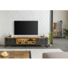 Bighome - TV stolík mango / recyklované drevo 260x45x55 prírodný / sivý lak / sivý kov BLACKBURN LUX