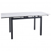 SIGNAL MEBLE Jedálenský stôl rozkladací GD-017 WHITE, čierny mat/biely efekt mramoru