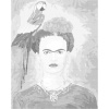 ZUTY Bodkovanie - FRIDA KAHLO A PAPAGÁJ Rámovanie: vypnuté plátno na rám, Rozmer: 80x100 cm