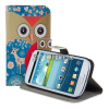 Kožený obal Samsung Galaxy S3 – Wallet Owl Design 3