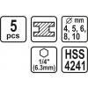 Sthor Súprava vrtákov na kov 5ks HSS 1/4