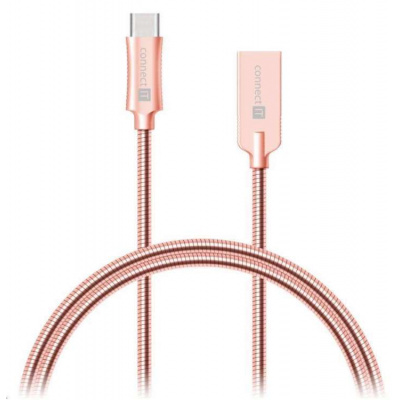 CONNECT IT Wirez Steel Knight USB-C (Type C) - USB-A, metallic rose-gold, 2,1A, 1 m (CCA-5010-RG)