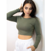 Bavlnený crop top VSB AMI olivový, ZVOĽTE VEĽKOSŤ OBLEČENIA L