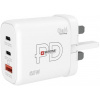 SKROSS DC57UK-PD65, USB A+C nabíjací adaptér Power Charger 65W GaN UK, Power Delivery, typ G DC57UK-PD65