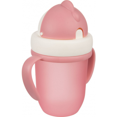 Canpol babies Cup so silikónovou slamkou - ružový, 210 ml