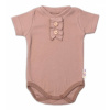 Baby Nellys Dojčenské rebrované body s gombíkmi kr. rukáv Girl hnedé