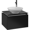 VILLEROY & BOCH Legato závesná skrinka pod umývadlo na dosku (umývadlo v strede), 1 zásuvka, 600 x 500 x 380 mm, Black Matt Lacquer, B56700PD