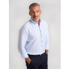 Pánska svetlomodrá pruhovaná košeľa v klasickom strihu s vysokým podielom ľanu 17420