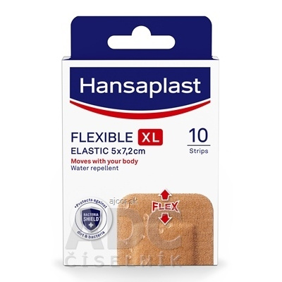 BEIERSDORF AG Hansaplast FLEXIBLE XL Elastic náplasť elastická, 5x7,2 cm 1x10 ks