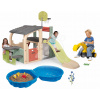 Set hracie centrum a pieskovisko Mušľa Multisport Fun Center Life Smoby so 150 cm šmykľavkou a bager so sedadlom