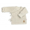 Baby Nellys Dojčenský svetrík, rastúci, na zaväzovanie na boku - sv. béžová, písková, 62/68, 62/68 (3-6m)
