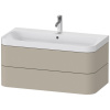 DURAVIT Happy D.2 Plus c-shaped závesná skrinka s nábytkovým umývadlom s otvorom, 2 zásuvky, 975 x 490 x 480 mm, taupe matná lakovaná, HP4348O6060