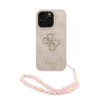 Guess PU 4G Metal Logo Strap zadný kryt pre iPhone 16 Pro Pink