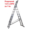 Rebrík hliníkový 3 x 11 stupne, 295/423/633 cm, nosnosť 150 kg, 17,10 kg, ELKOP