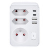 Solight rozbočka, 1x 16A + 2x 2, 5A, 2xUSB A+C, bílá, vypínač P109C