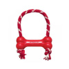 Kong, USA Hračka Kong Dog Puppy Classic Kosť červená s lanom, guma prírodná, M
