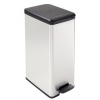 Odpadkový kôš, pedálový, 40 l, CURVER Slim Bin, čierno strieborná