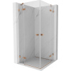 Mexen Lunar Duo, výklopný sprchový kút 90 x 90 cm, 8mm číre sklo, profil medená matná, 834-090L-090P-65-00