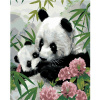 Maľovanie podľa čísel – Panda s mláďaťom a ružové kvety (Howard Robinson), 80 × 100 cm, bez rámu a bez napnutia plátna 8596530063148