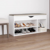 vidaXL Lavica na topánky+podložka, biela 104x30x49cm, kompozitné drevo - Biela - 180017-114142