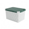 Curver Deco Stockholm L box úložný 39,5 x 29,5 x 25 cm zelené lístky 04711-Y89