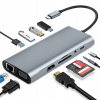 Adapter Hub 11w1 USB-C 3.0 HDMI RJ45 SD/TF PD VGA