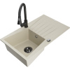 Mexen Cesar, 1-komorový granitový drez 775x470x190 mm a drezová batéria Elia, béžová, 6514-69-670101-70
