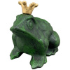 Dekoratívna liatinová figúrka v zelenom farebnom prevedení v tvare žabieho kráľa so zlatou korunou 13 x 11 x 12 cm 44962