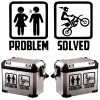 NÁLEPKY na auto MOTOCYKEL KUFRY PROBLÉM SOLVED FUNNY 30x17,5