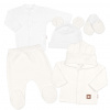 Z&Z 5-dielna pletená sada Boy body nohavice čiapočka motýlik topánočky biela