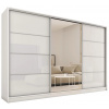 NEJBY Šatníková skriňa LITOLARIS 280 so zrkadlom, so 6 policami, 4 šuplíkmi a 2 šatníkovými tyčami, biely lesk