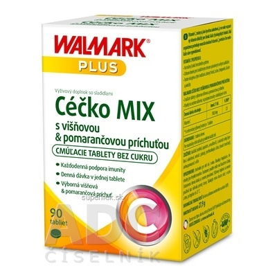 WALMARK Céčko MIX tbl vitamín C 100 mg (pomaranč+višňa) 1x90 ks, 8596024014250
