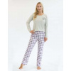 Dámské pyžamo dlouhé GINA 19157P šedobílá bílá XXL