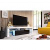 Cama Meble Tv stolík TORO 158, biely mat/čierny vysoký lesk/biely vysoký lesk