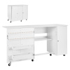 Vevor Skladací stôl na šitie s úložným kabinetom, kolieskami, biely FRZJYXXKZDHJKO35F001V0