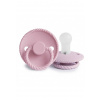 Frigg Dvojbalenie cumlíkov frigg rope baby pink/ soft lilac, 0-6m, silikón