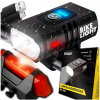 Sada LED svetiel na bicykel 1000 lm 1200 mAh predné zadné USB osvetlenie bicykla