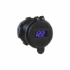 USB nabíjačka 12V / 24V s voltmetrom - 2x USB vodeodolná do panelu / modrý LED displej