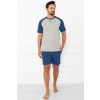 Italian Fashion Pánske krátke pyžamo Aleksandr - bavlna Sivo-modrá 2XL