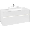 VILLEROY & BOCH Collaro závesná skrinka pod umývadlo na dosku (umývadlo v strede), 4 zásuvky, s LED osvetlením, 1200 x 500 x 548 mm, Glossy White, C070B0DH