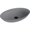 Polysan BANERA OVAL umyvadlo na desku, litý mramor, 60x40cm, šedá mat