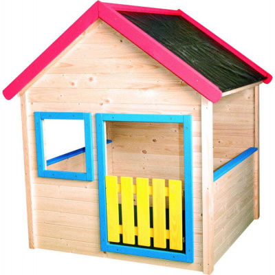 Detský domček Woody Drevený záhradný s farebným lemovaním 10110