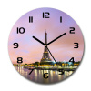 Sklenené hodiny okrúhle Eiffelova veža Paríž fi 30 cm