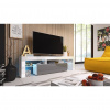 Cama Meble Tv stolík TORO 158, biely mat/sivý vysoký lesk/biely vysoký lesk
